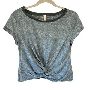 Free People Movement Run In The Sun Solid Tee Heathered Green Sz M